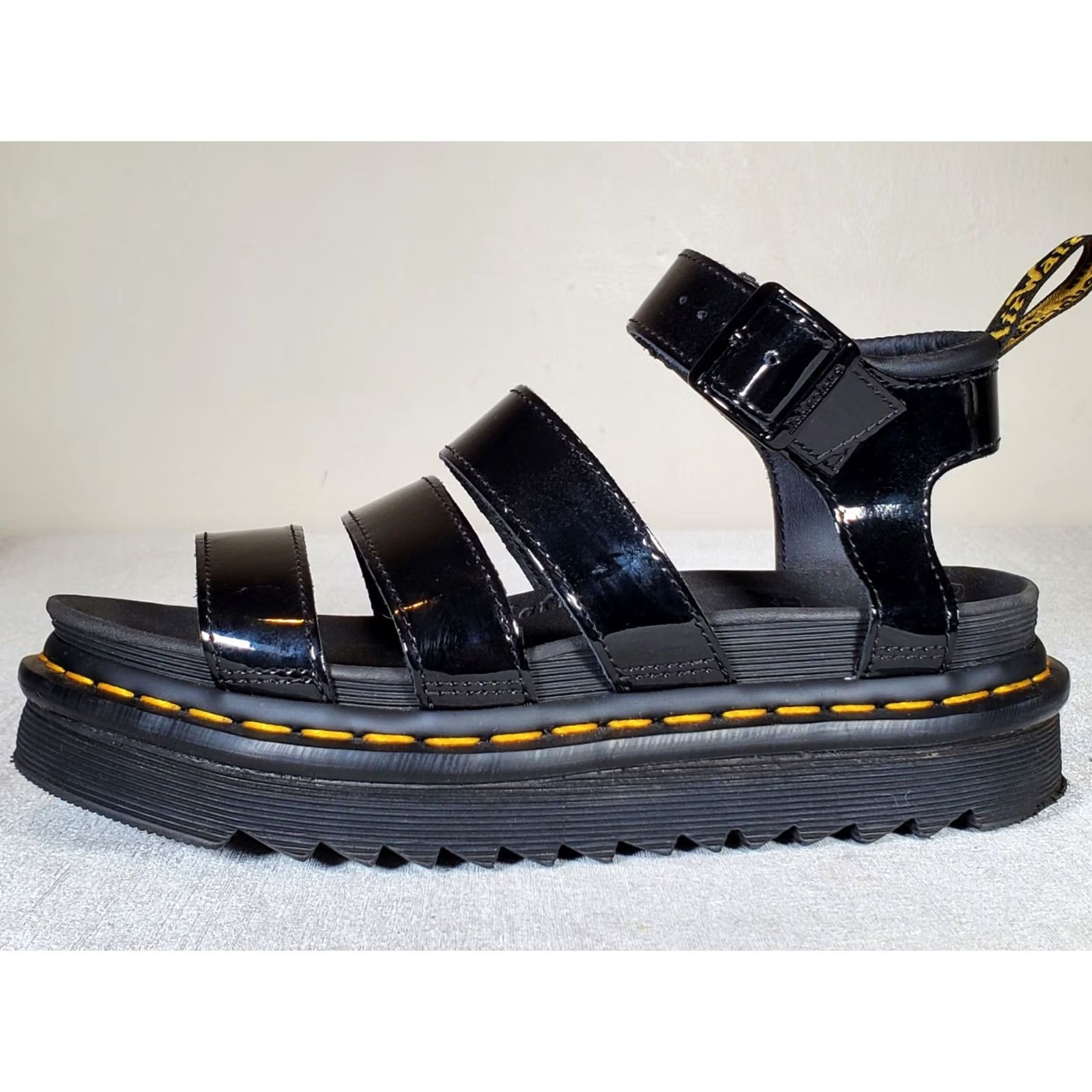 Dr. Martens Dr. Martens Strappy Womens Black Blaire Patent Leather Strap Sandals Platform Women Size US 4 / IT 34 - 4 Thumbnail