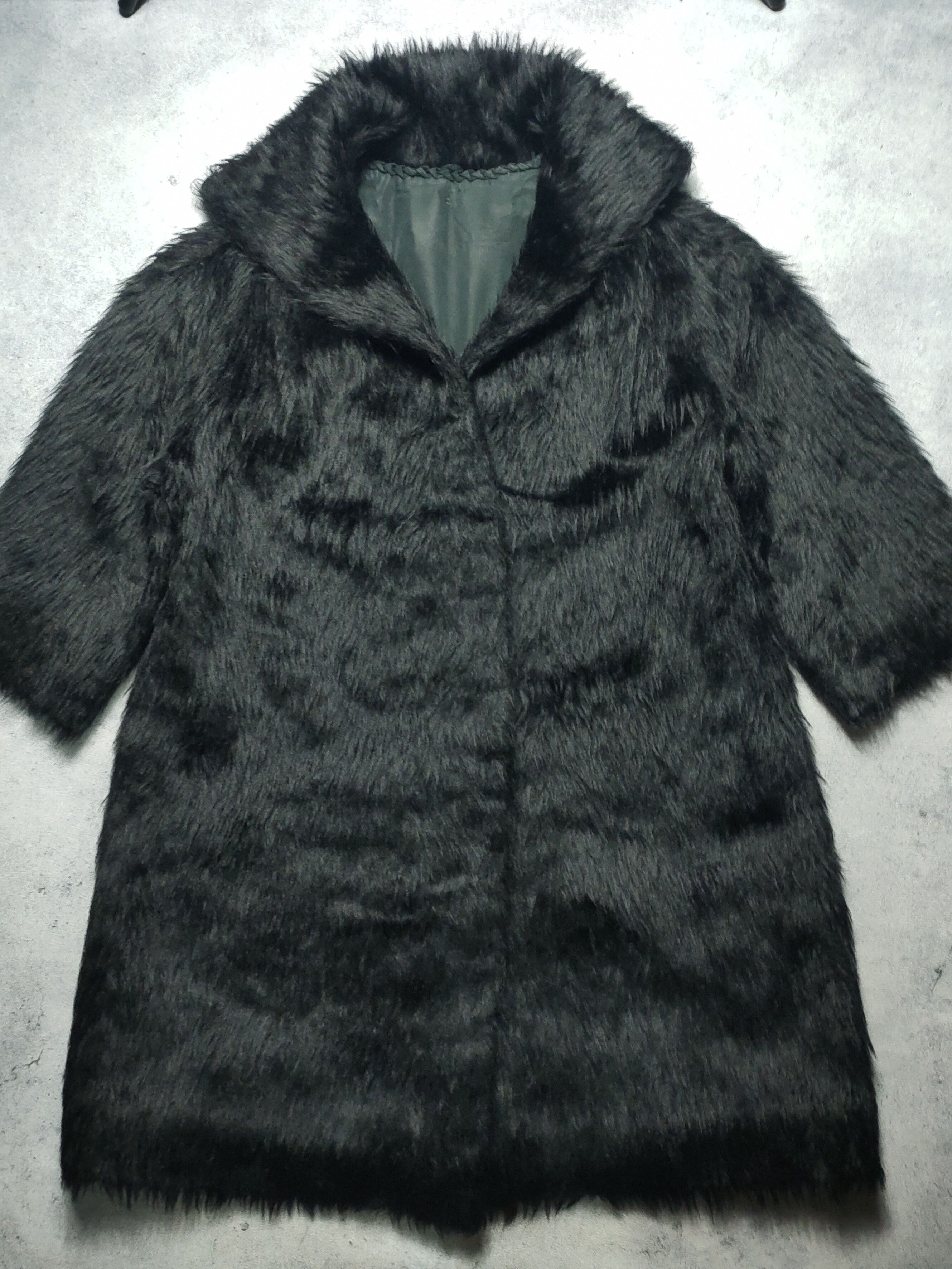 Anonymous Club Oversize Womens Long Faux Fox Fur Outwear Jacket Trench Coat Size XL / US 12-14 / IT 48-50 - 2 Thumbnail