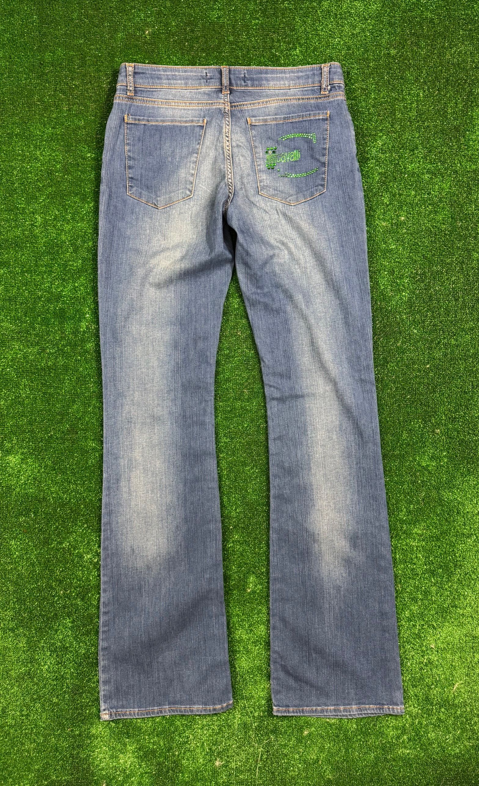 Just Cavalli × Roberto Cavalli Just Cavalli Vintage Y2K Crystals Flare Jeans Size 30" / US 8 / IT 44 - 2 Thumbnail