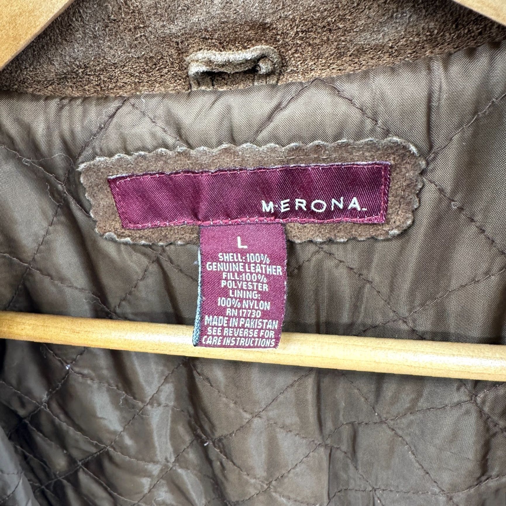 Merona VINTAGE Merona Leather Jacket Cowhide Suede Long Brown Mens L Regular Western Cowboy Quilted Coat Jacket Size US L / EU 52-54 / 3 - 2 Thumbnail