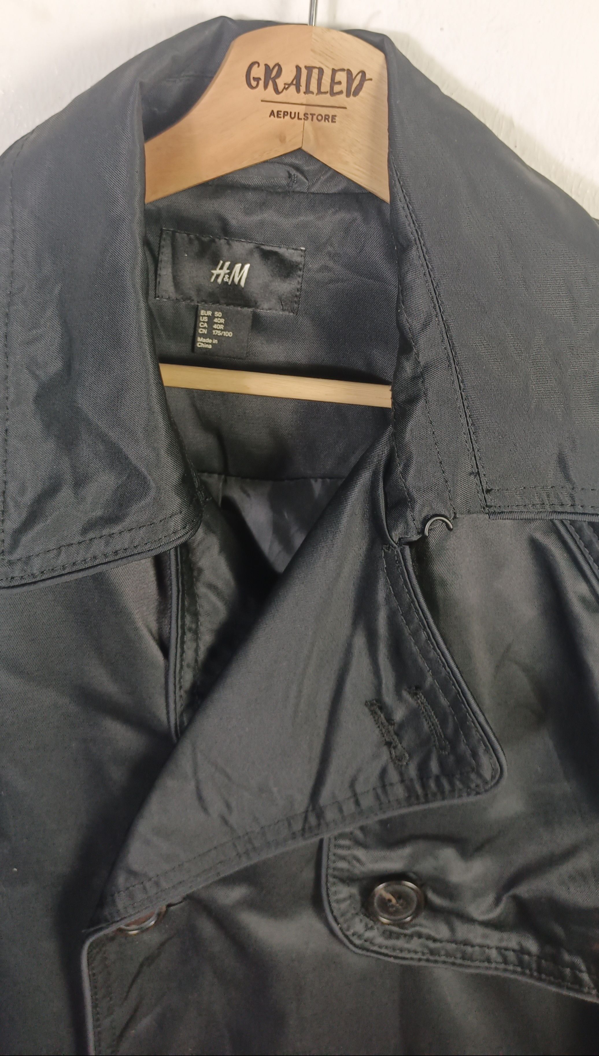 H&M × Japanese Brand H&M Double Breasted Black Trench Coat Size US M / EU 48-50 / 2 - 6 Thumbnail