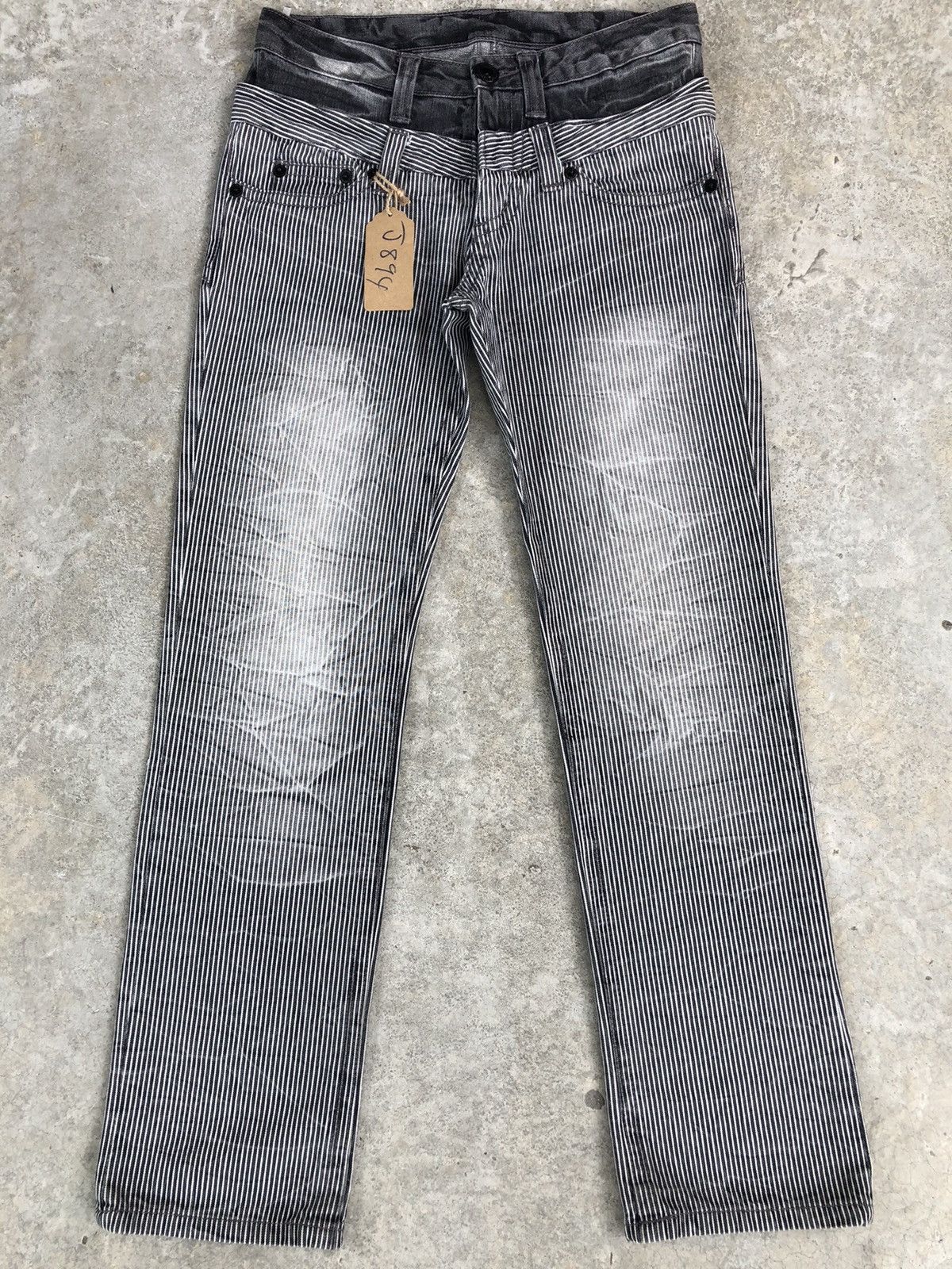 Hysteric Glamour Japanese Back Forth Double Waist Distressed Hickory Stripe Size US 31 - 1 Thumbnail