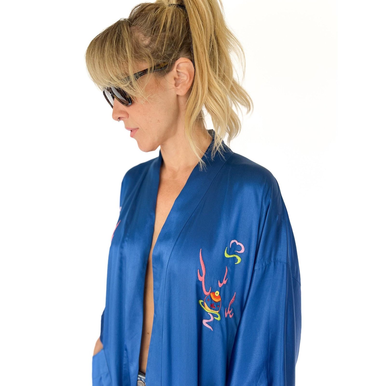 Vintage VTG Dragon Duster Kimono Lounge Maxi Robe Unisex OS Size L / US 10 / IT 46 - 6 Thumbnail