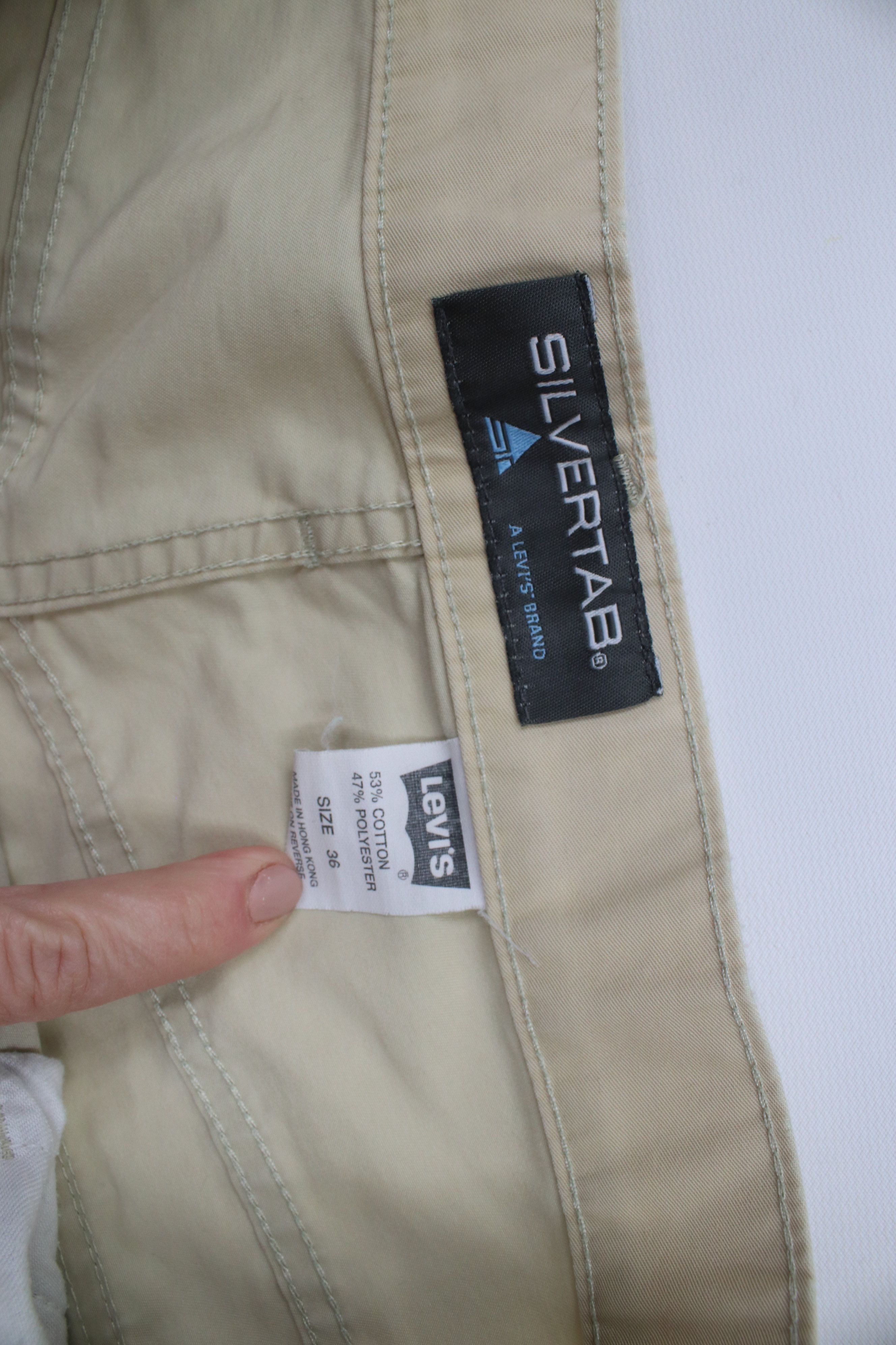 Levi's × Vintage Vintage 90s Levis Silvertab Mesh Pocket Cargo Shorts Beige Size US 36 / EU 52 - 7 Thumbnail