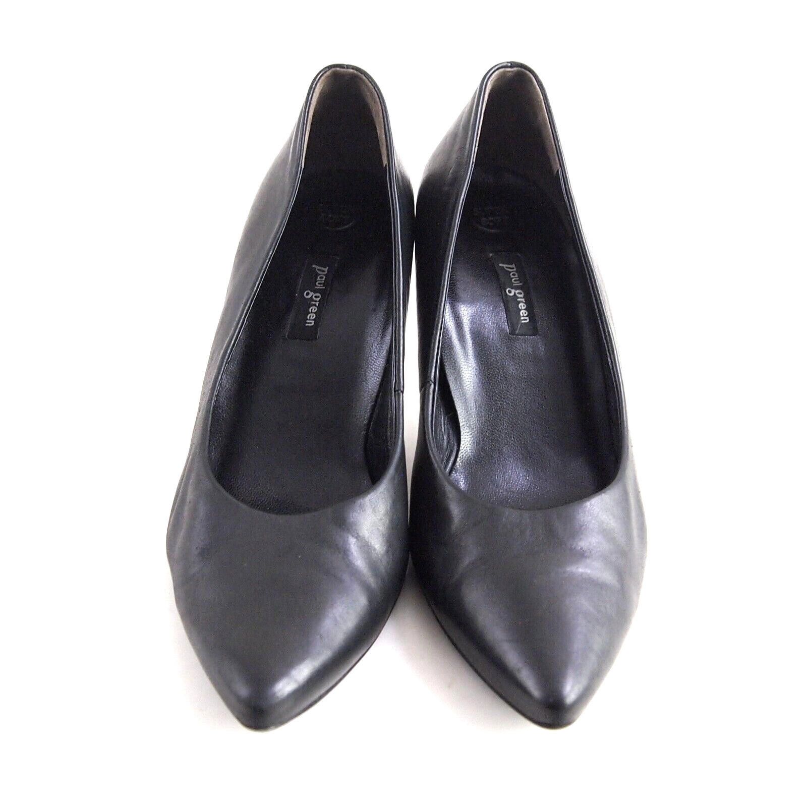 Designer Paul Green Mid Heel Pumps Black Leather US 8 UK 5.5 Size US 8 / IT 38 - 3 Thumbnail