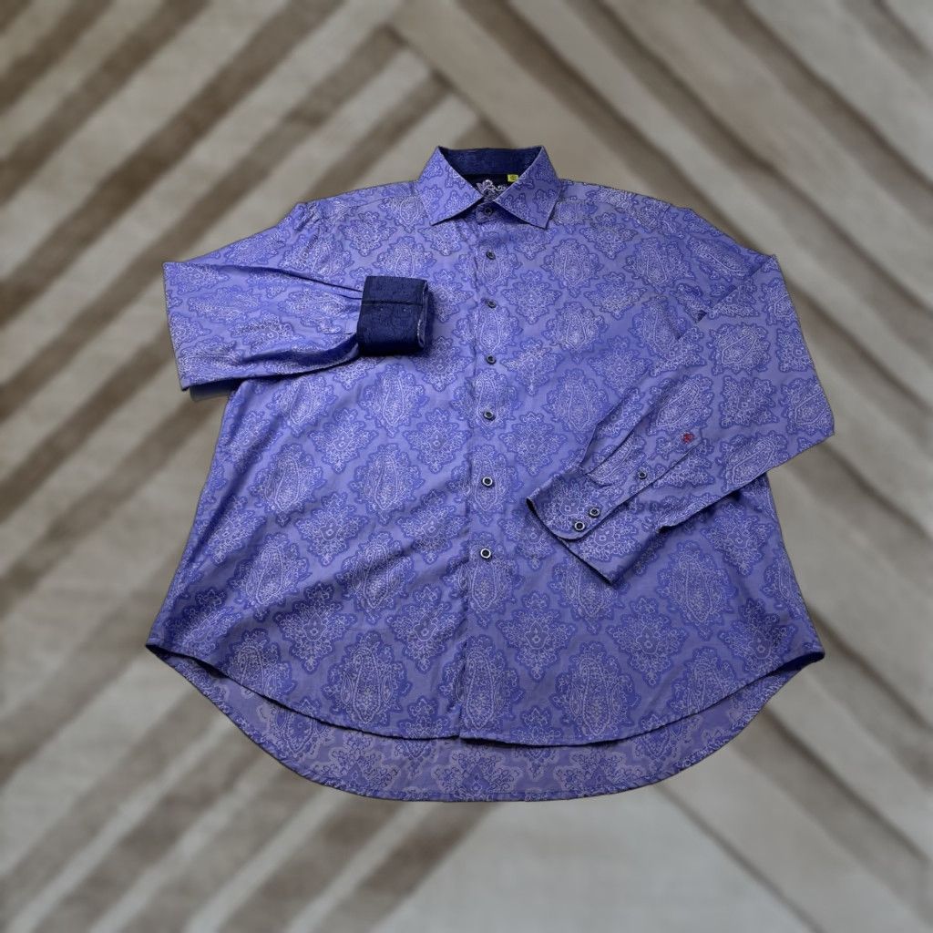 Robert Graham Robert Graham Classic Shirt XL Purple Paisley Medallion Button-Up Long Sleeve Men Size US XL / EU 56 / 4 - 1 Thumbnail