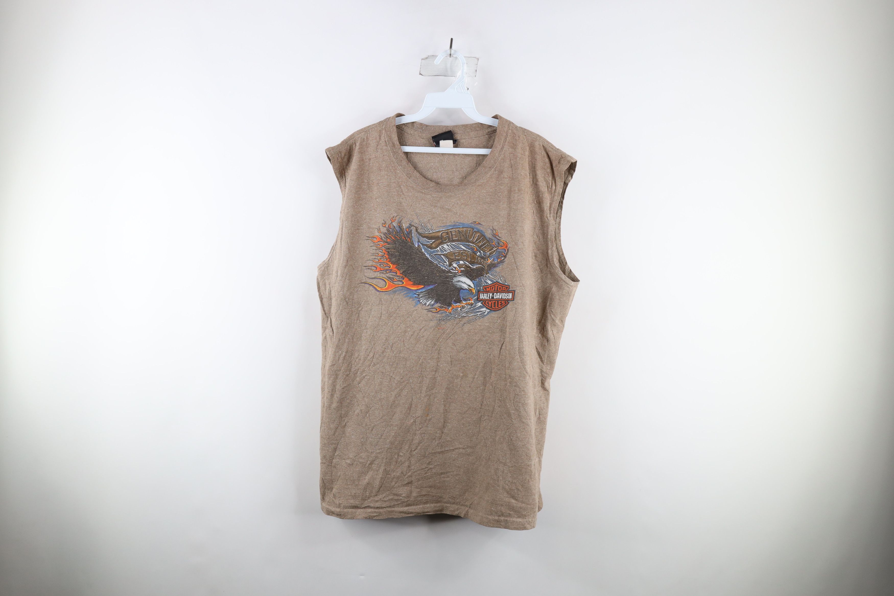 Harley Davidson × Vintage Vintage Y2K Harley Davidson Flames Sleeveless T-Shirt USA Size US L / EU 52-54 / 3 - 1 Thumbnail