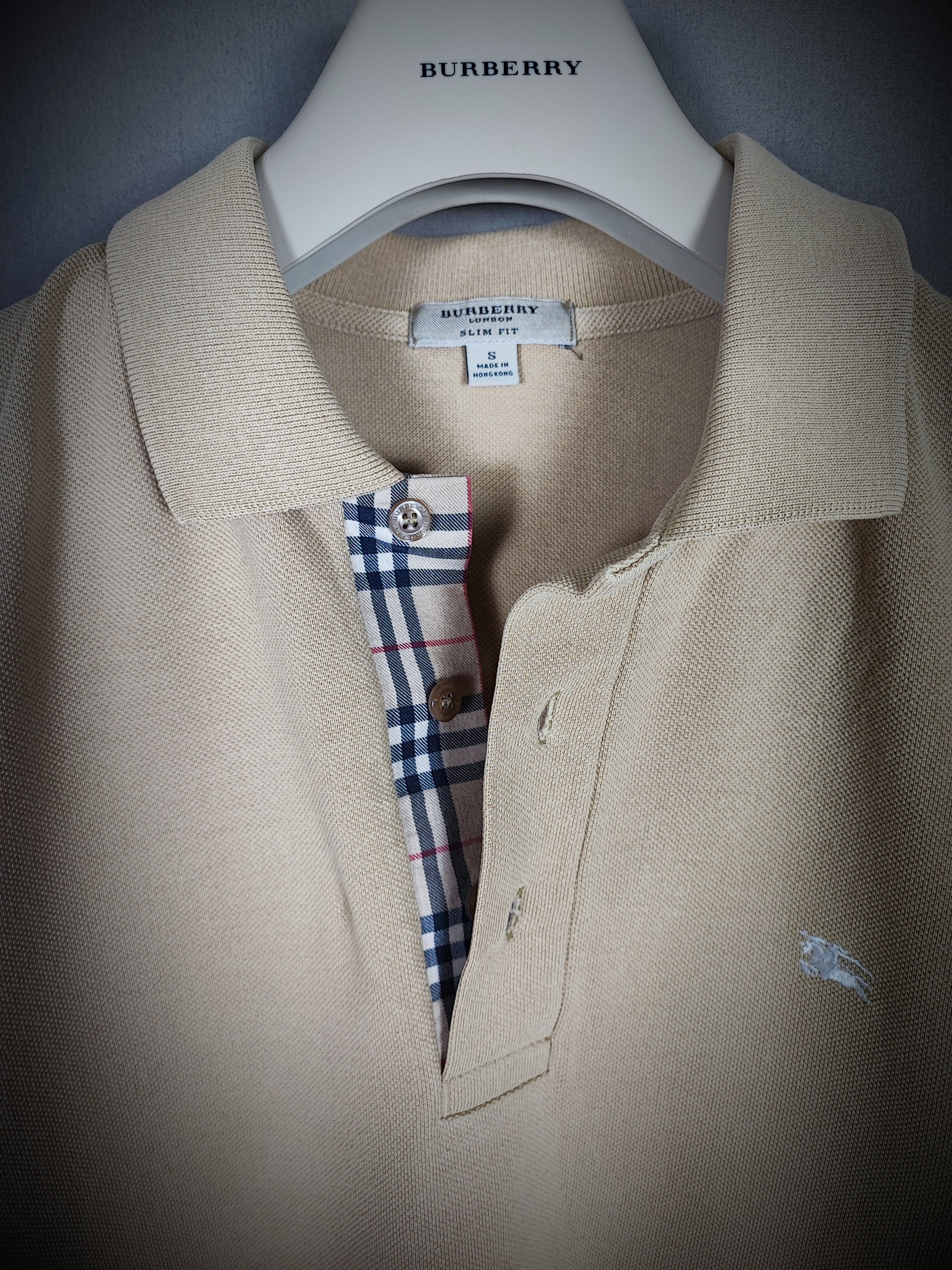 Image of Burberry Polo Shirt S in Tan/Beige, Men's (Size Small)