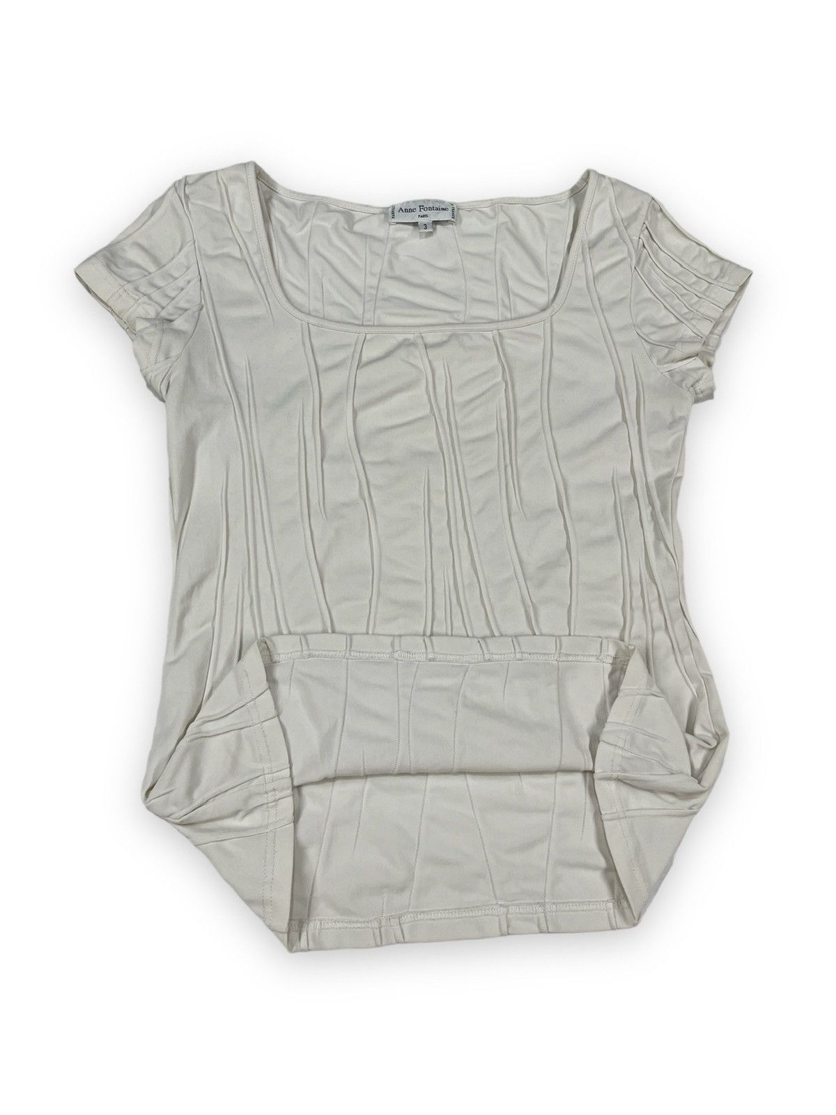 Designer ANNE FONTAINE PARIS Made in FRANCE Stretch Short Sleeve Top White T-Shirt Size M / US 6-8 / IT 42-44 - 5 Thumbnail