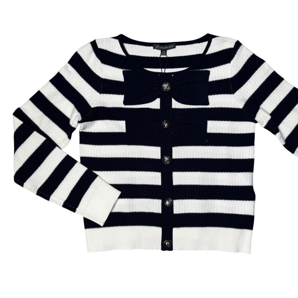 Adrianna Papell NWT New $109 Adrianna Papell Contrast Tipped Bow Sweater Si Size S / US 4 / IT 40 - 2 Thumbnail