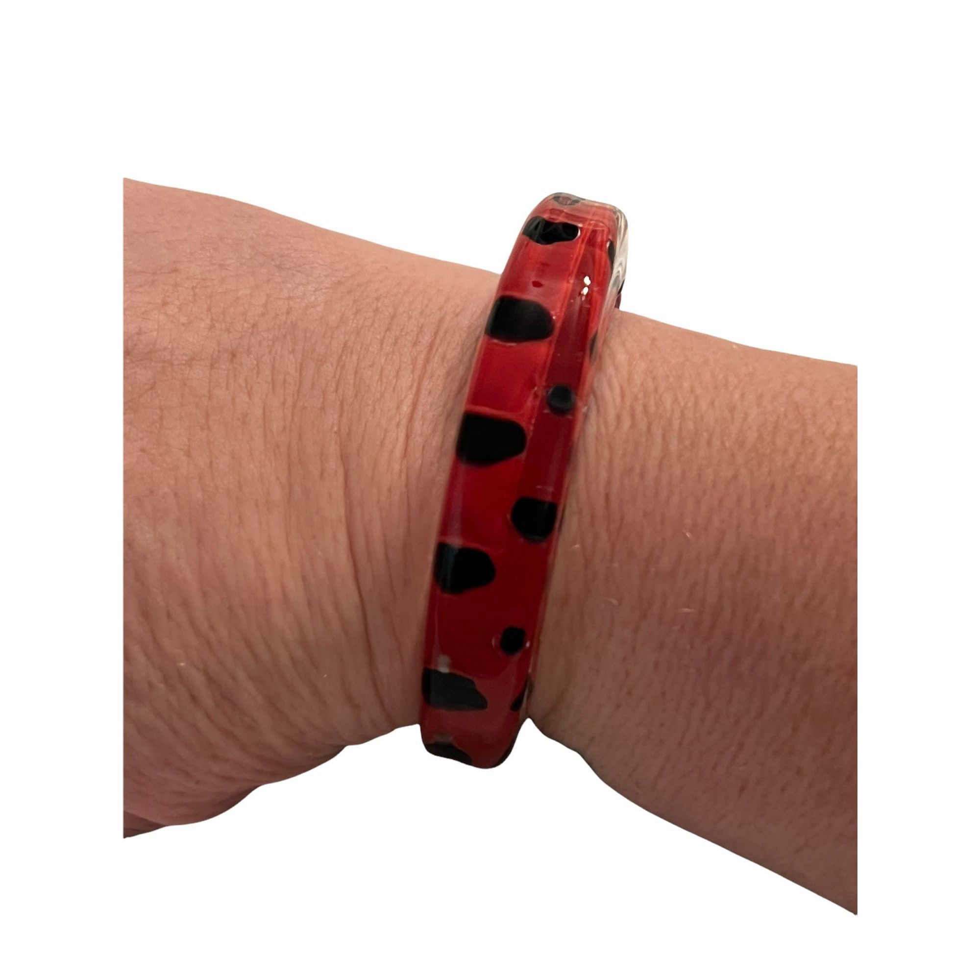 Other Clear Glass painted cuff bracelet black and red dots Size ONE SIZE - 4 Thumbnail