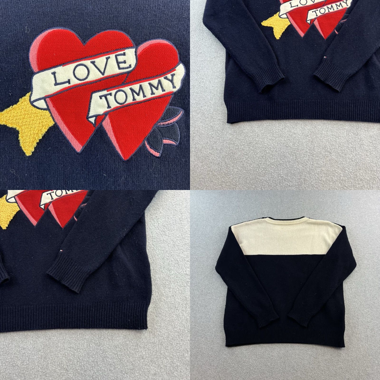 Tommy Hilfiger Tommy Hilfiger Sweater Womens Large Blue Long Sleeve Heart Graphic Wool Cashmere Pullover Size L / US 10 / IT 46 - 8 Thumbnail