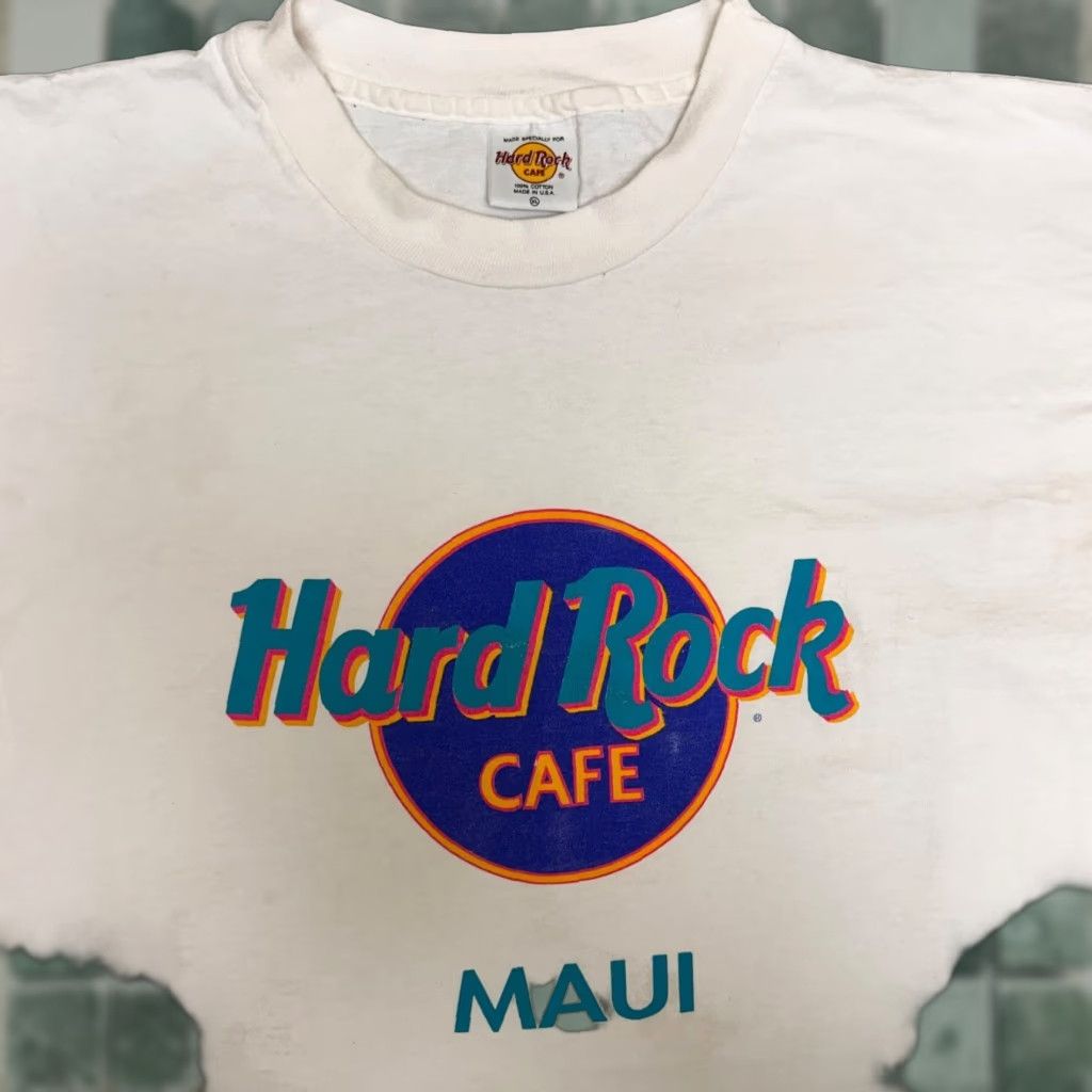 Hard Rock Cafe VINTAGE Hard Rock Cafe Maui Shirt Adult Large White 1990s Graphic Tee Mens Size US L / EU 52-54 / 3 - 1 Thumbnail