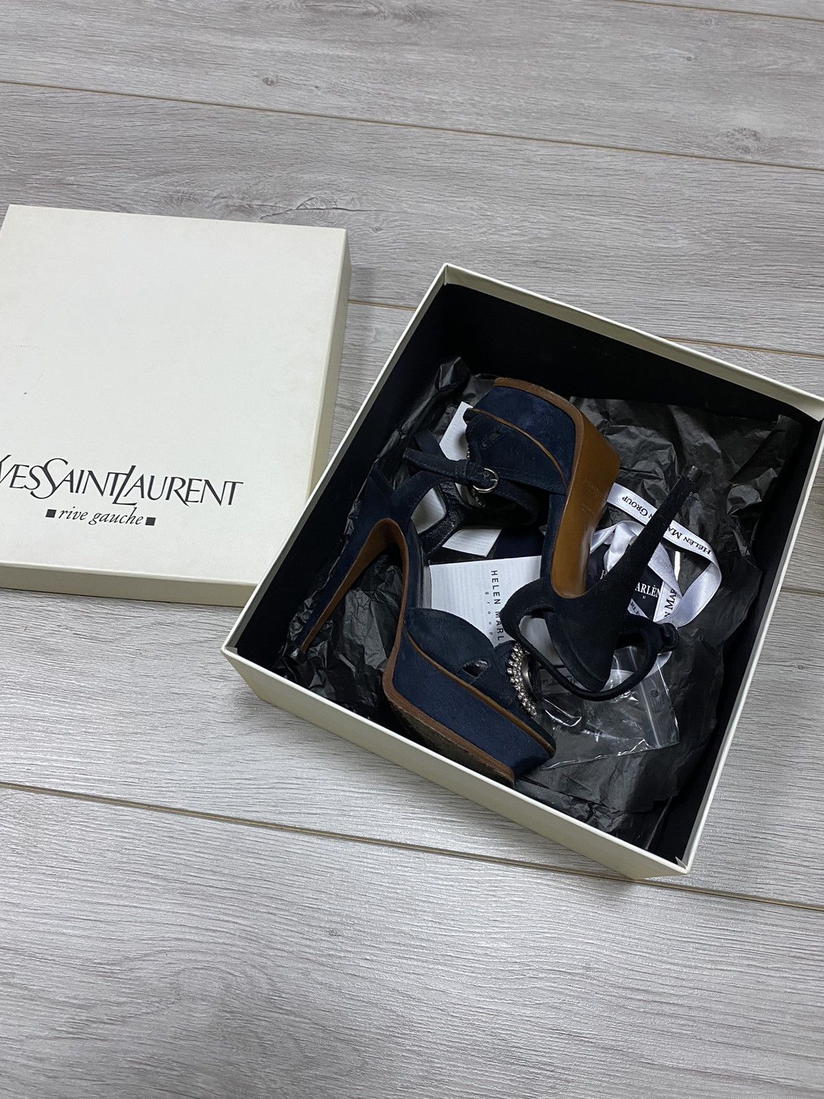 Yves Saint Laurent Yves Saint Laurent with box suede Rive Gauche vintage heels Size US 5 / IT 35 - 12 Thumbnail