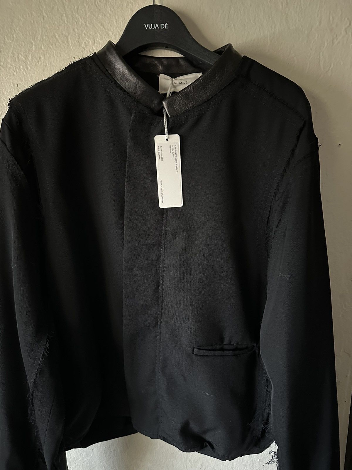 Circulaire | Vuja De Eva Distressed Bomber in Black, Men's Circulaire | Vuja De Eva Distressed Bomber in Black, Men's