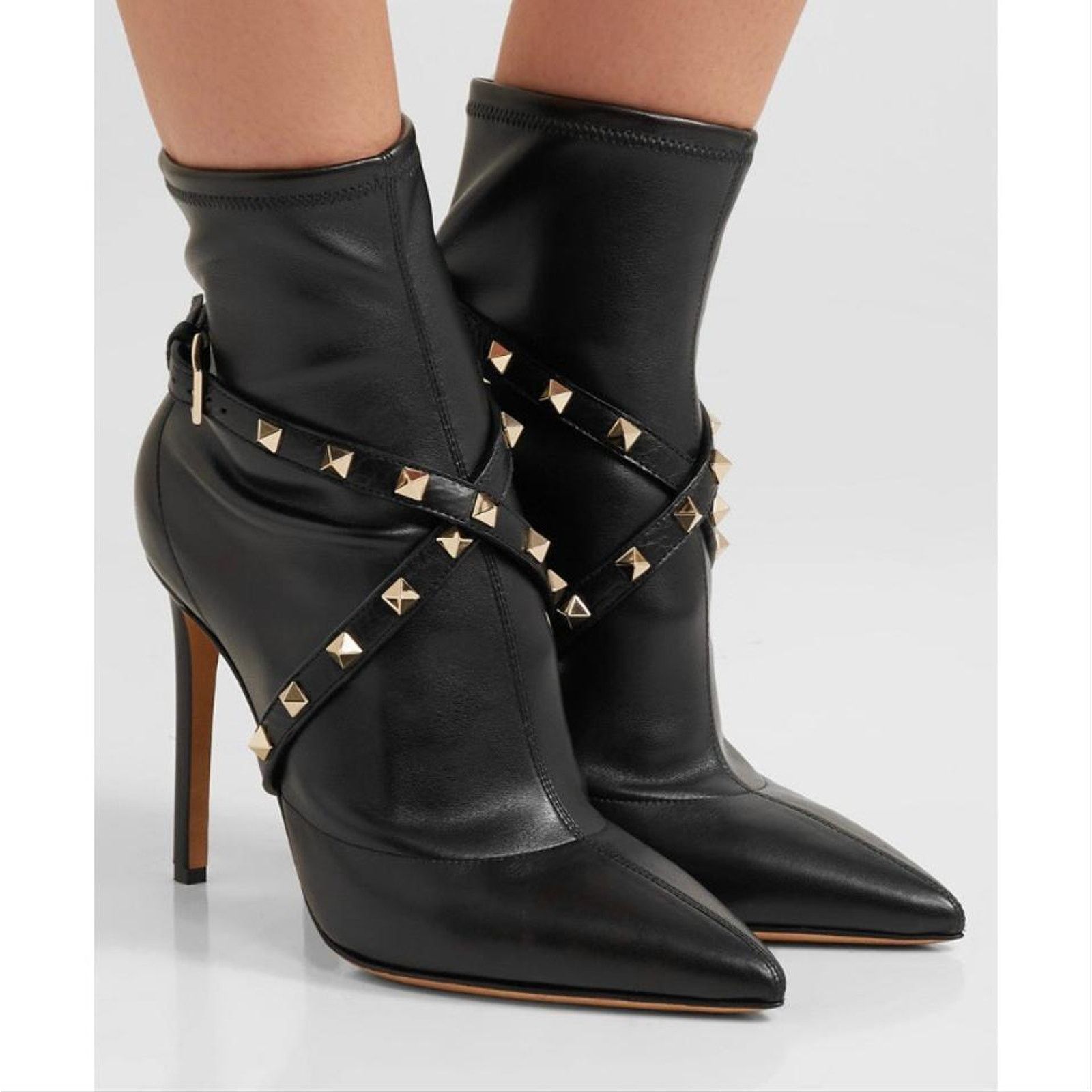 Valentino Rockstud Studwrap 105 leather heeled ankle boots Size US 6 / IT 36 - 2 Thumbnail