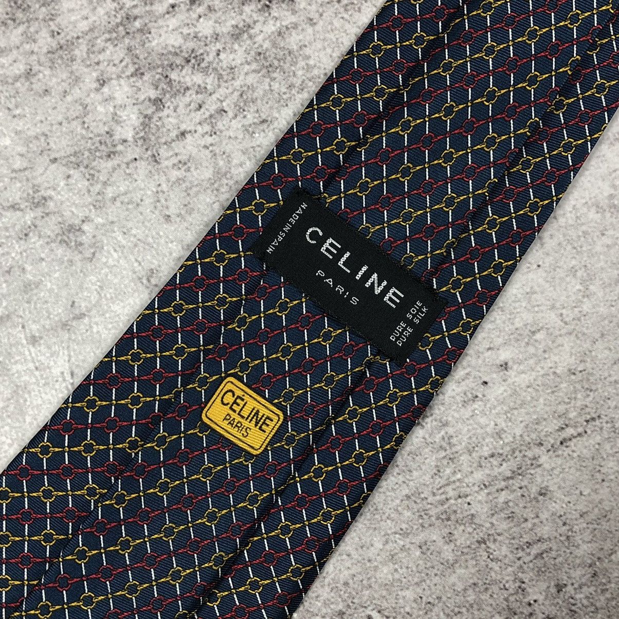 Celine Vintage Celine Paris Silk Tie Chain Link Macadam Pattern Size ONE SIZE - 2 Thumbnail