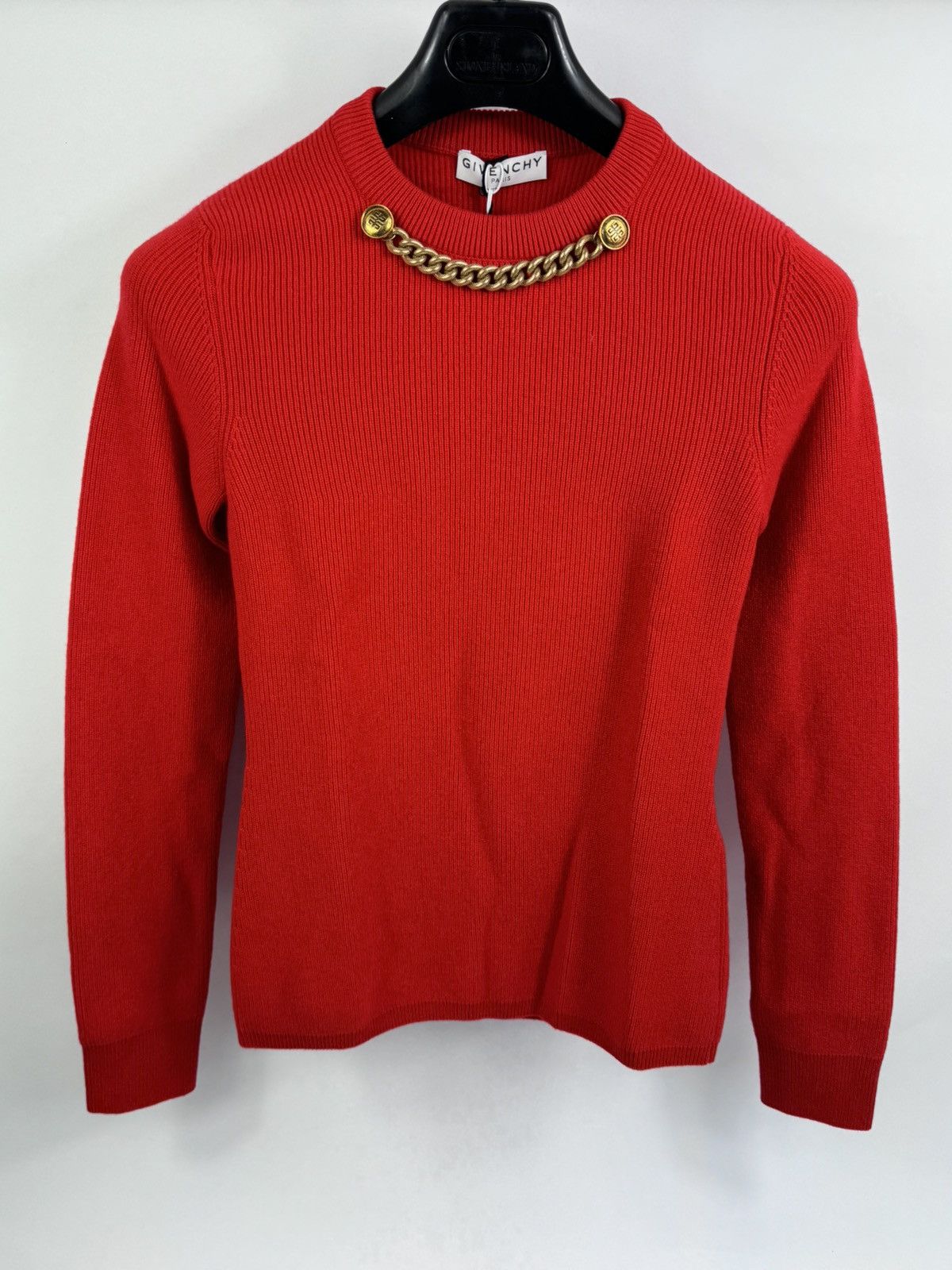 image of Givenchy Knitted Chain Poppy Red Jumper Size: Xs, Women's