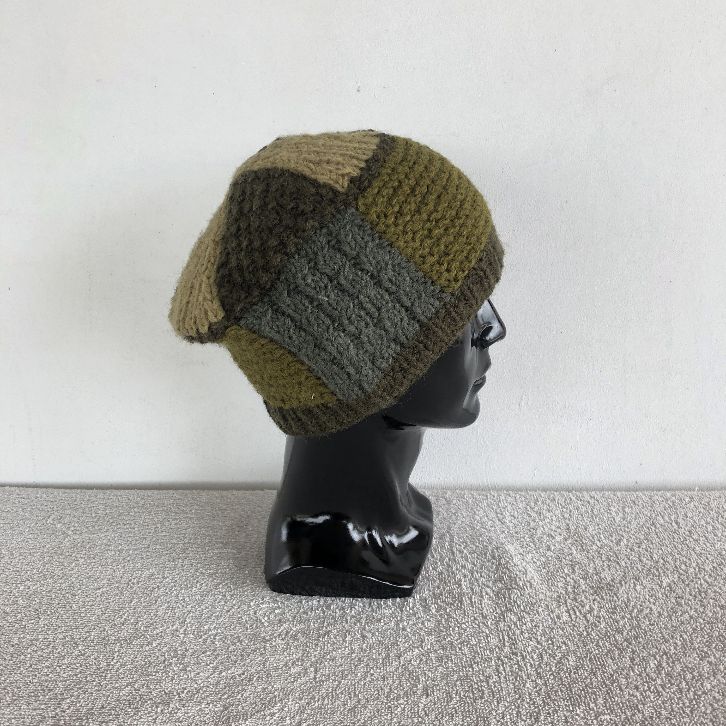 Japanese Brand Vintage 90s Cable Knit Beanie Patchwork Snow Caps Hats Size ONE SIZE - 3 Thumbnail