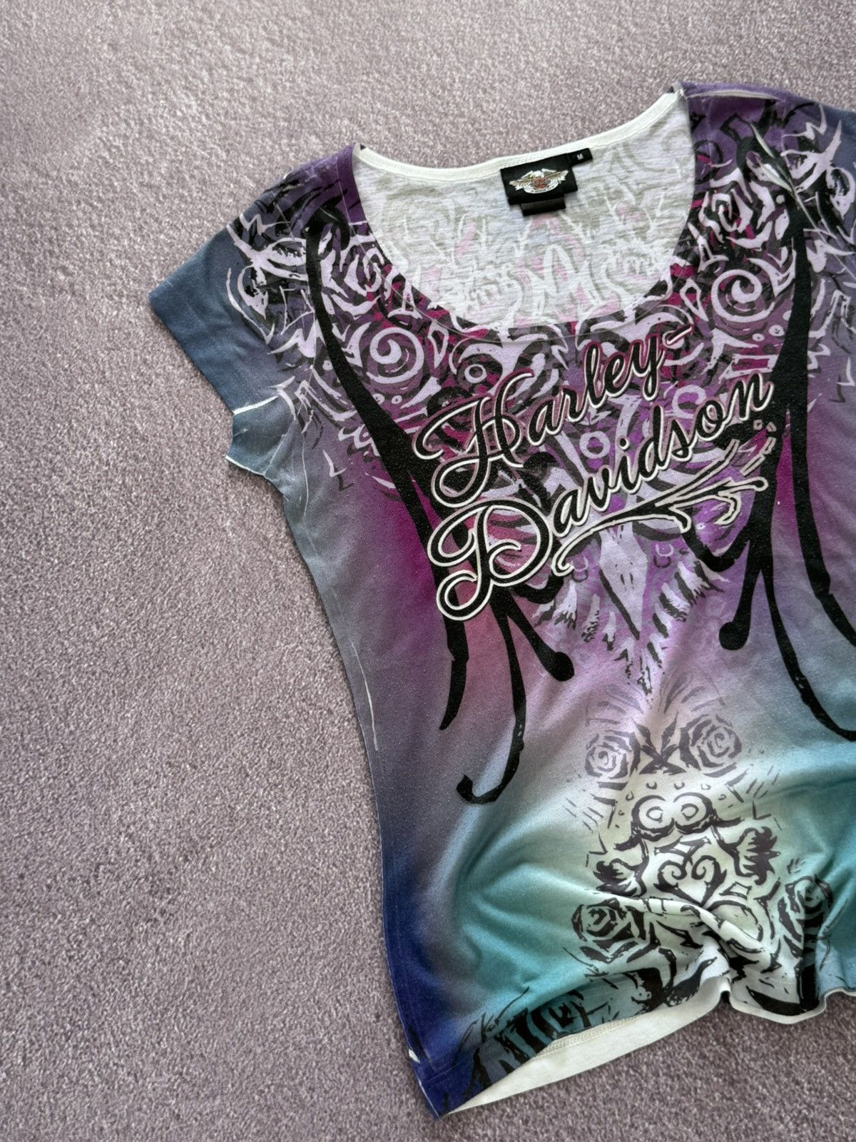Harley Davidson Harley Davidson Cyber Grunge Y2K Glamour Print Crazy T-Shirt Size M / US 6-8 / IT 42-44 - 5 Thumbnail