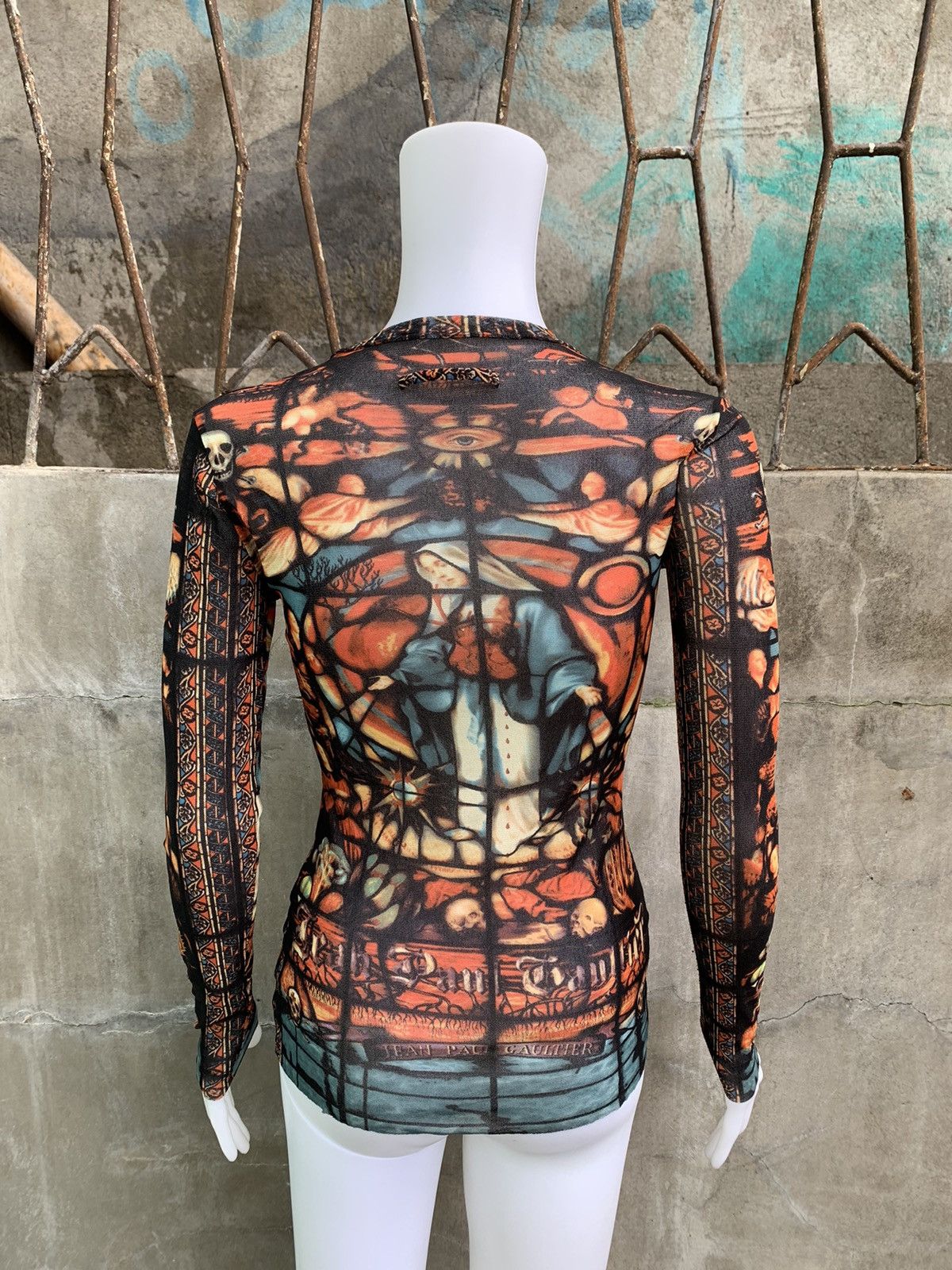 Jean Paul Gaultier AW98 Cathedral Mesh Tattoo Top Size S / US 4 / IT 40 - 2 Thumbnail