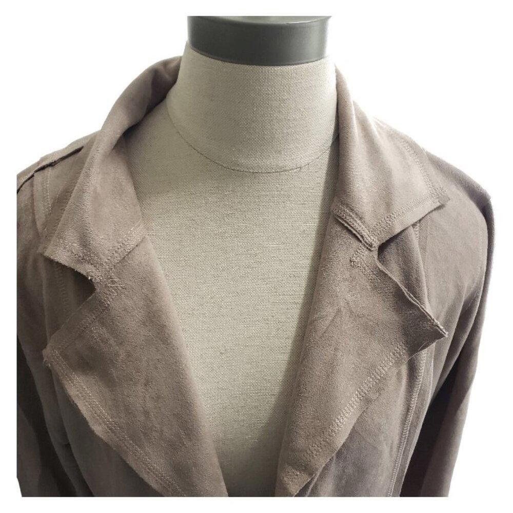 Designer CT1301 Ethyl Faux Suede Tan Open Jacket with Pockets S Size S / US 4 / IT 40 - 2 Thumbnail