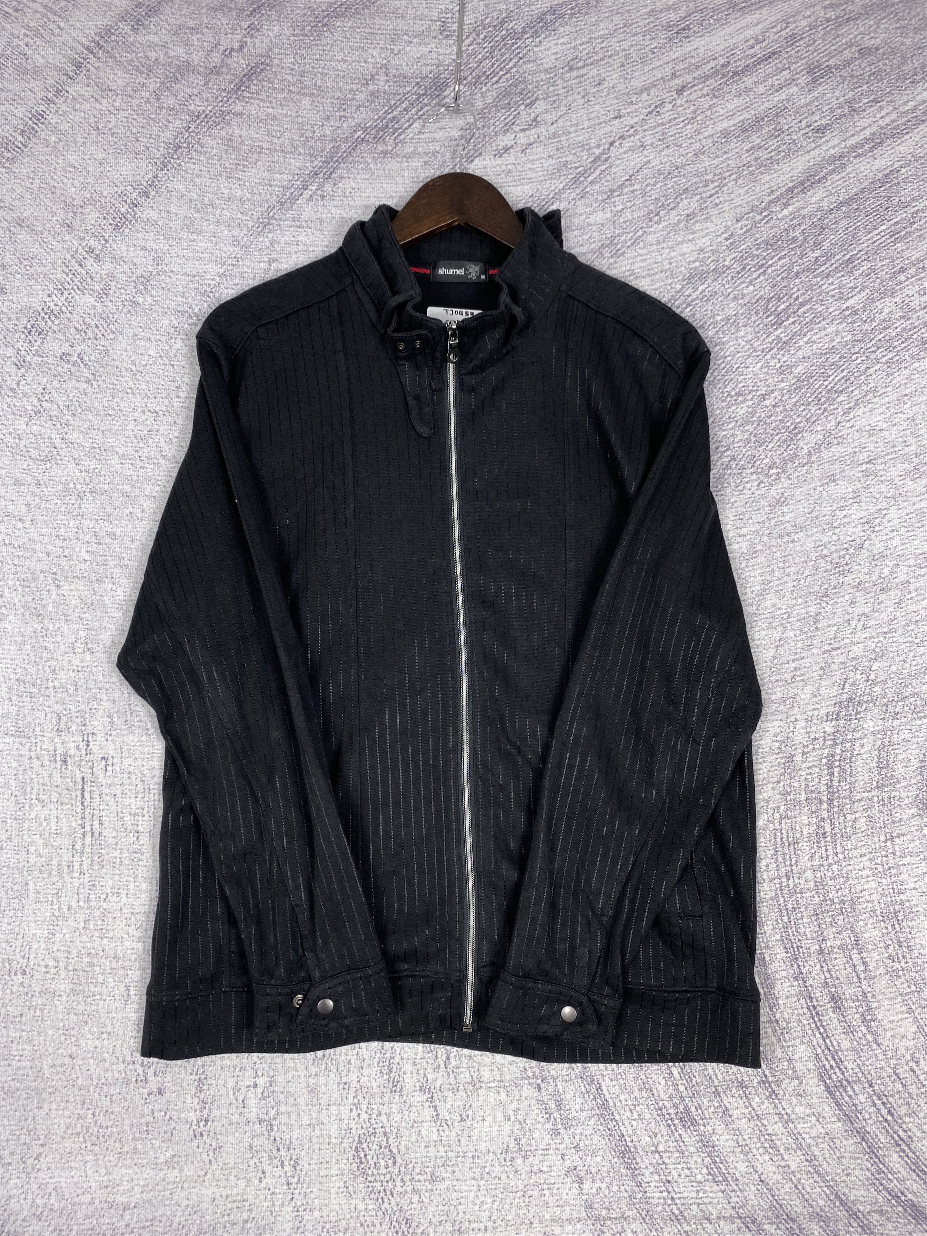 Japanese Brand Vintage Shumel Striped Zip Up Black Light Jacket Size US M / EU 48-50 / 2 - 4 Thumbnail