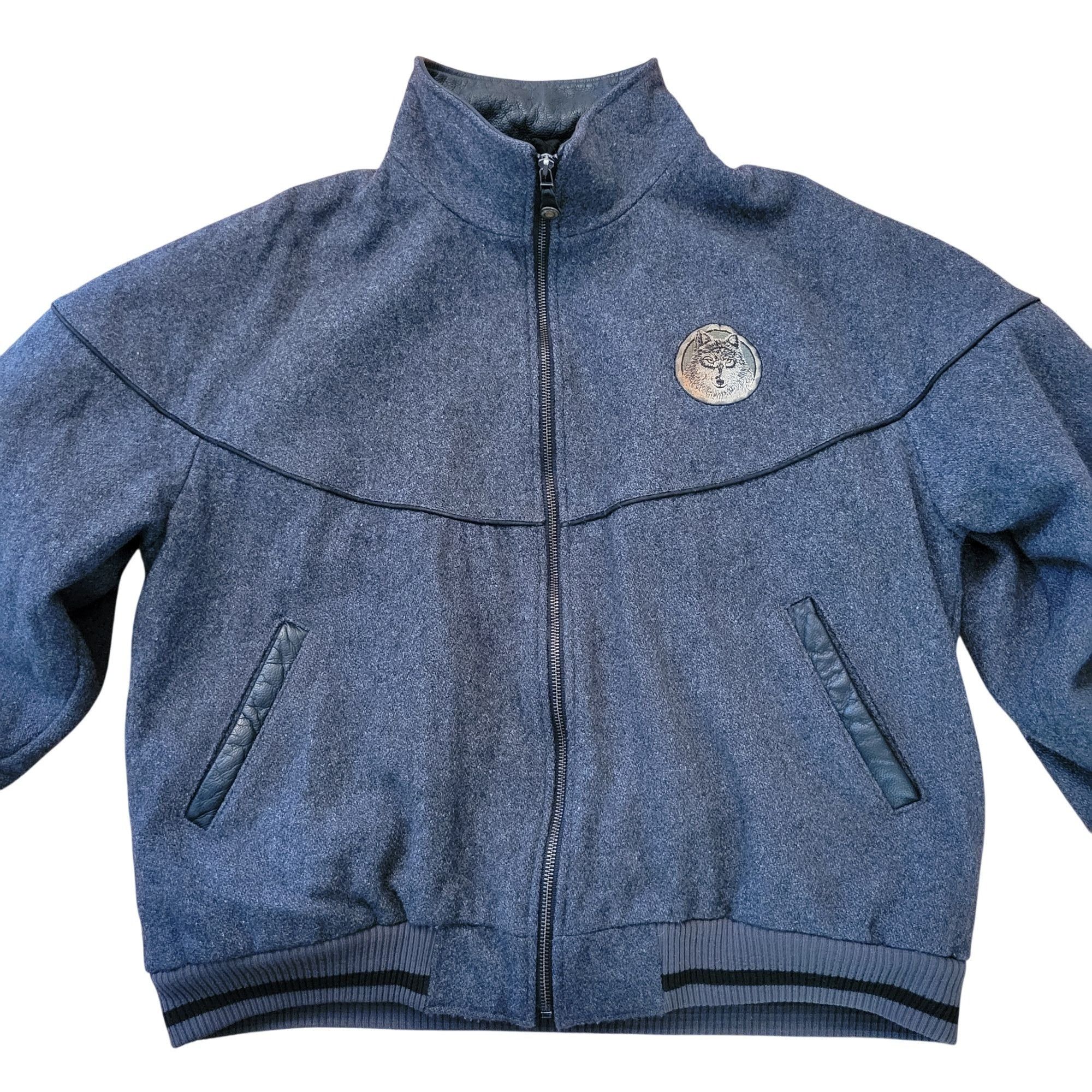 Vintage Mid West Garment L Wool Blend Charcoal Gray Bomber Jacket Em Size US L / EU 52-54 / 3 - 2 Thumbnail