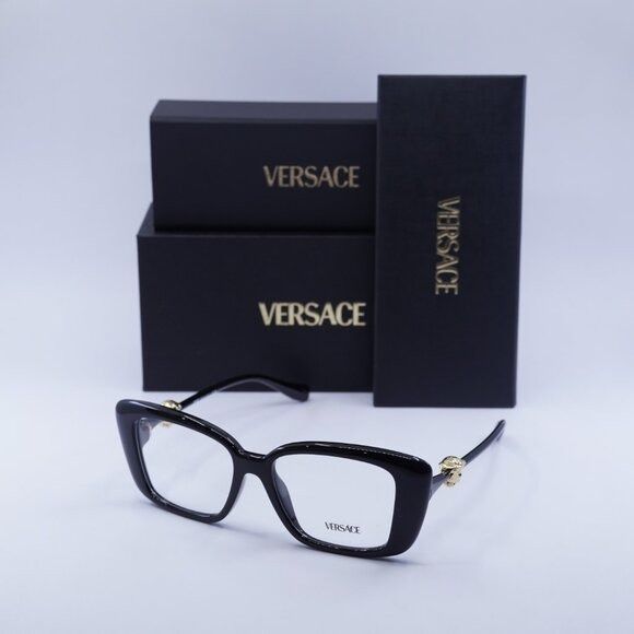 Versace Versace VE3385U GB1 Eyeglasses Shiny Black 53mm Square Frame Size ONE SIZE - 1 Thumbnail
