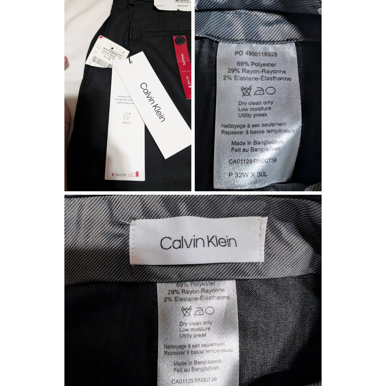 Calvin Klein Calvin Klein Slim Fit Suit Pants Men's Black Solid 32W 30L Size US 32 / EU 48 - 4 Thumbnail