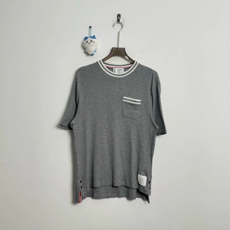 Thom Browne Thom Browne size3 Net eye jacquard striped knit short sleev Size US L / EU 52-54 / 3 - 1 Thumbnail