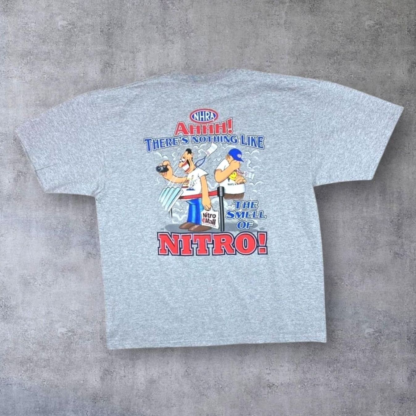 Anvil VINTAGE Anvil NHRA "Nitro" Motorsports Racing Spellout Graphic Grey T-Shirt XXL Mens Short Sleeve Cotton Graphic print to front and back Size US XXL / EU 58 / 5 - 2 Thumbnail