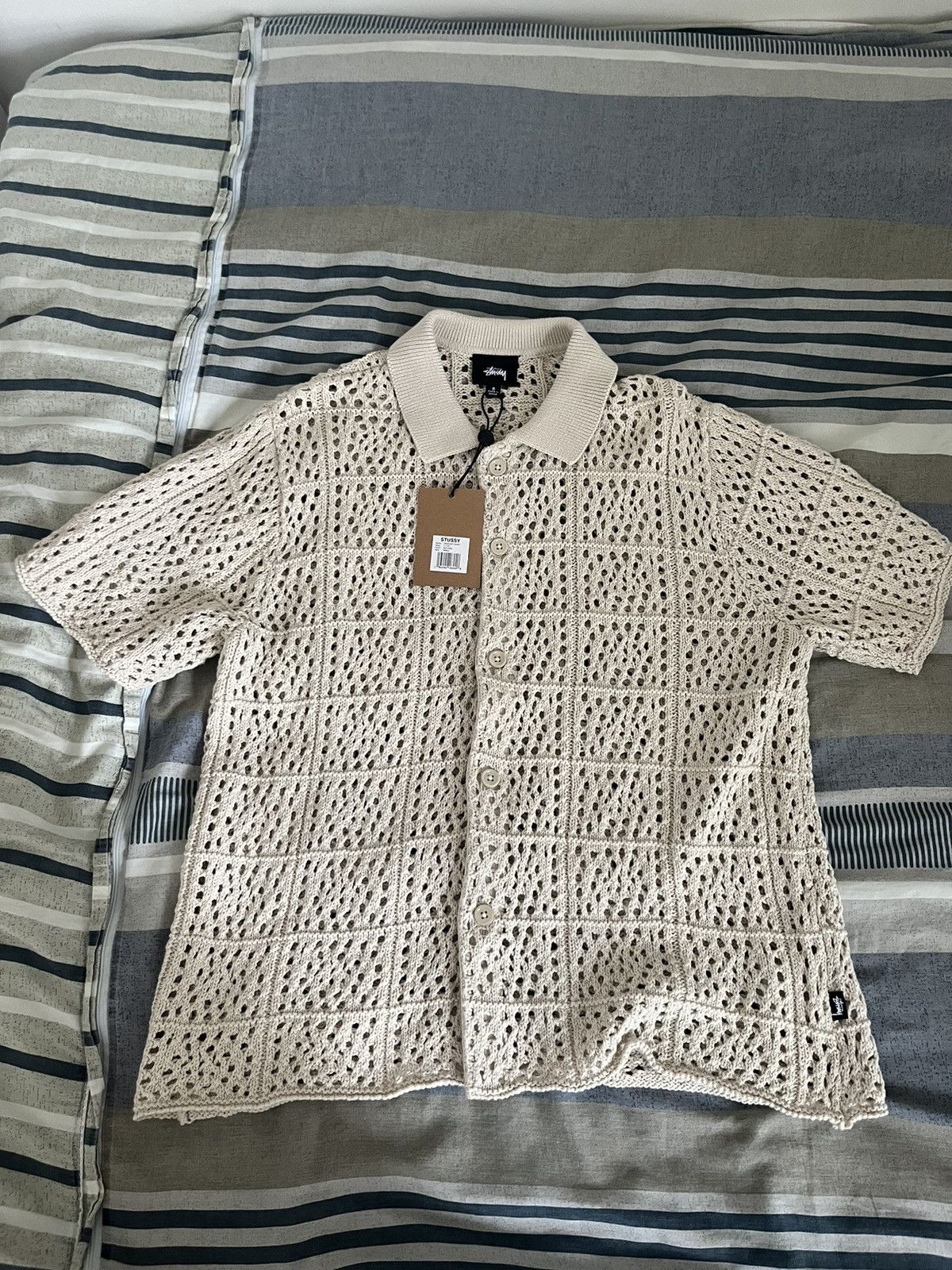 Streetwear × Stussy STUSSY CROCHET SHIRT NATURAL. | Grailed