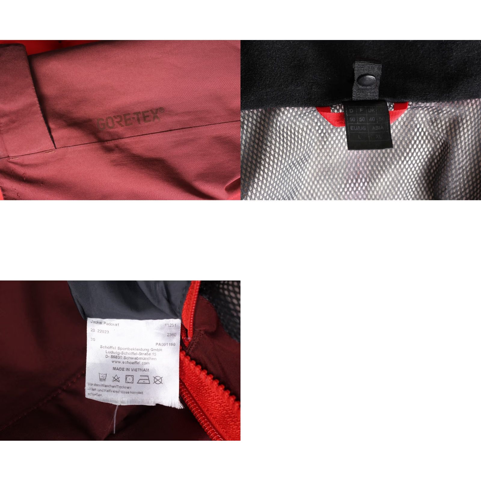 Vintage SCHOFFEL Padova 1 GORE-TEX Hooded Jacket Men Size EU 50 UK 40 Large MJ6538, Red, All Seasons, Waterproof, Hooded, Regular, Jacket, Mens Size US L / EU 52-54 / 3 - 8 Thumbnail