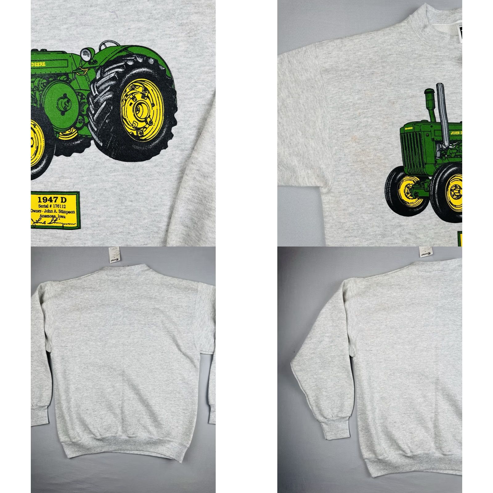 Tultex VINTAGE John Deere Sweatshirt Large Gray 90s Tultex Superweight Cotton Polyester Fleece Crew Neck Mens - USA Size US L / EU 52-54 / 3 - 8 Thumbnail