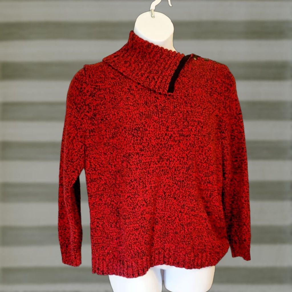 Chaps Chaps Sweater Knit Cowl Neck 2XL Womens Plus Red Black Pullover Long Sleeve Casual Knitwear Size XXL / US 16-18 / IT 52-54 - 1 Thumbnail