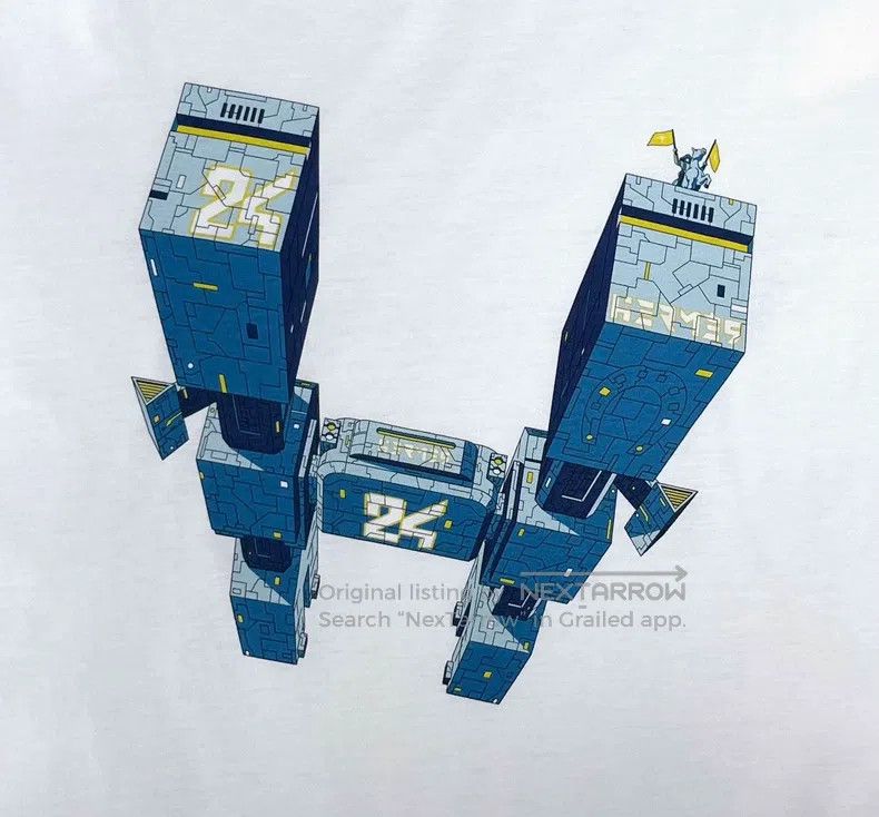 Hermes Hermes White 3D Robot H Building Logo Short Sleeve Size XS / US 0-2 / IT 36-38 - 4 Thumbnail