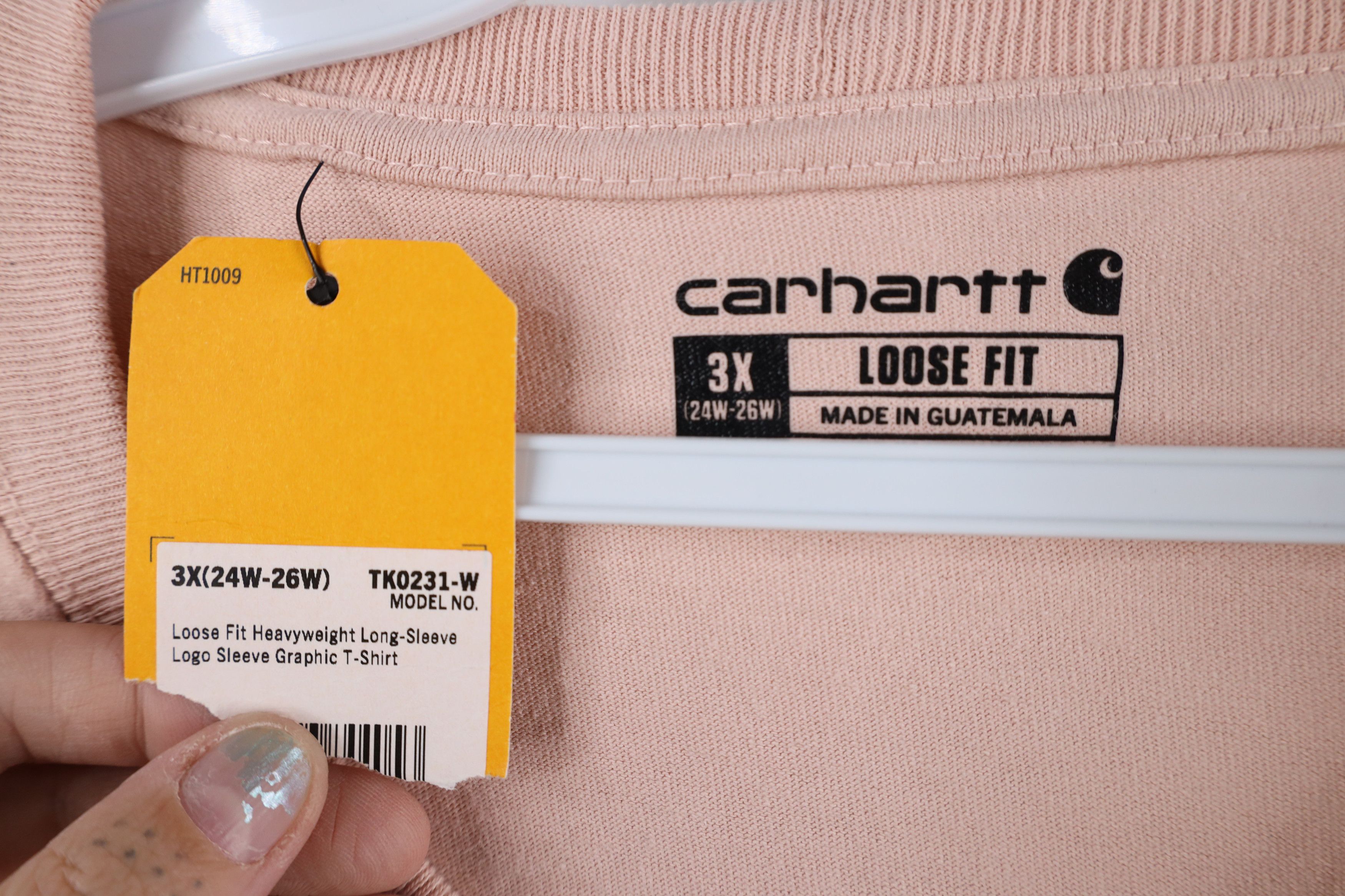 Carhartt × Vintage New Carhartt Fit Spell Out Long Sleeve T-Shirt Pink Cotton Size 3XL / US 20-22 - 6 Thumbnail