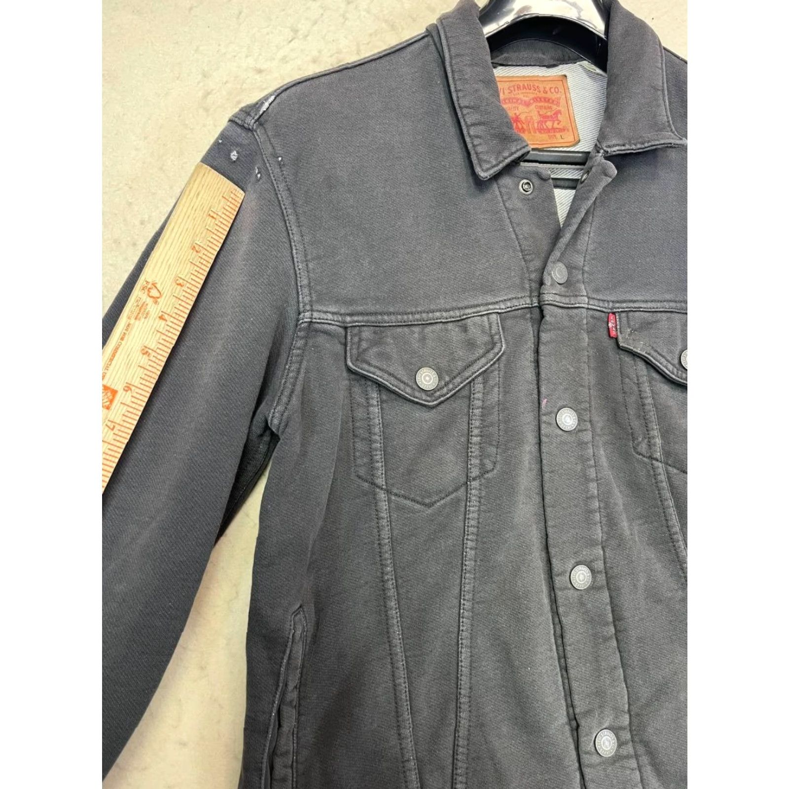 Levi's Levi’s Jacket Bomber Gray Cotton Fleece Men L See Paint Satins Size US L / EU 52-54 / 3 - 7 Thumbnail