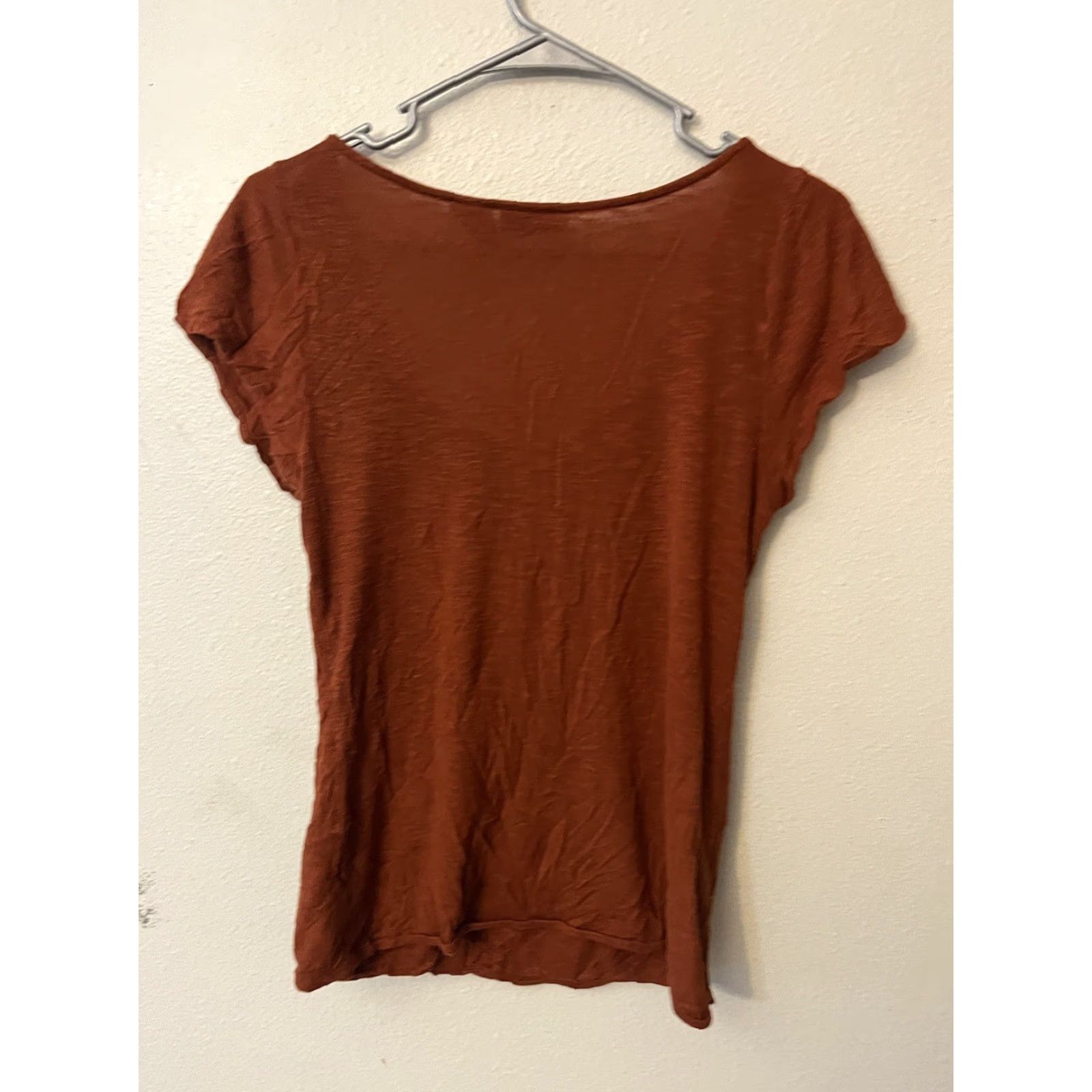 Vintage New York & Company Blouse Shirt Womens Small Sleeveless Orange Knit Pleated Banded Scoop Neck Casual Workwear Light Stretch Size S / US 4 / IT 40 - 2 Thumbnail