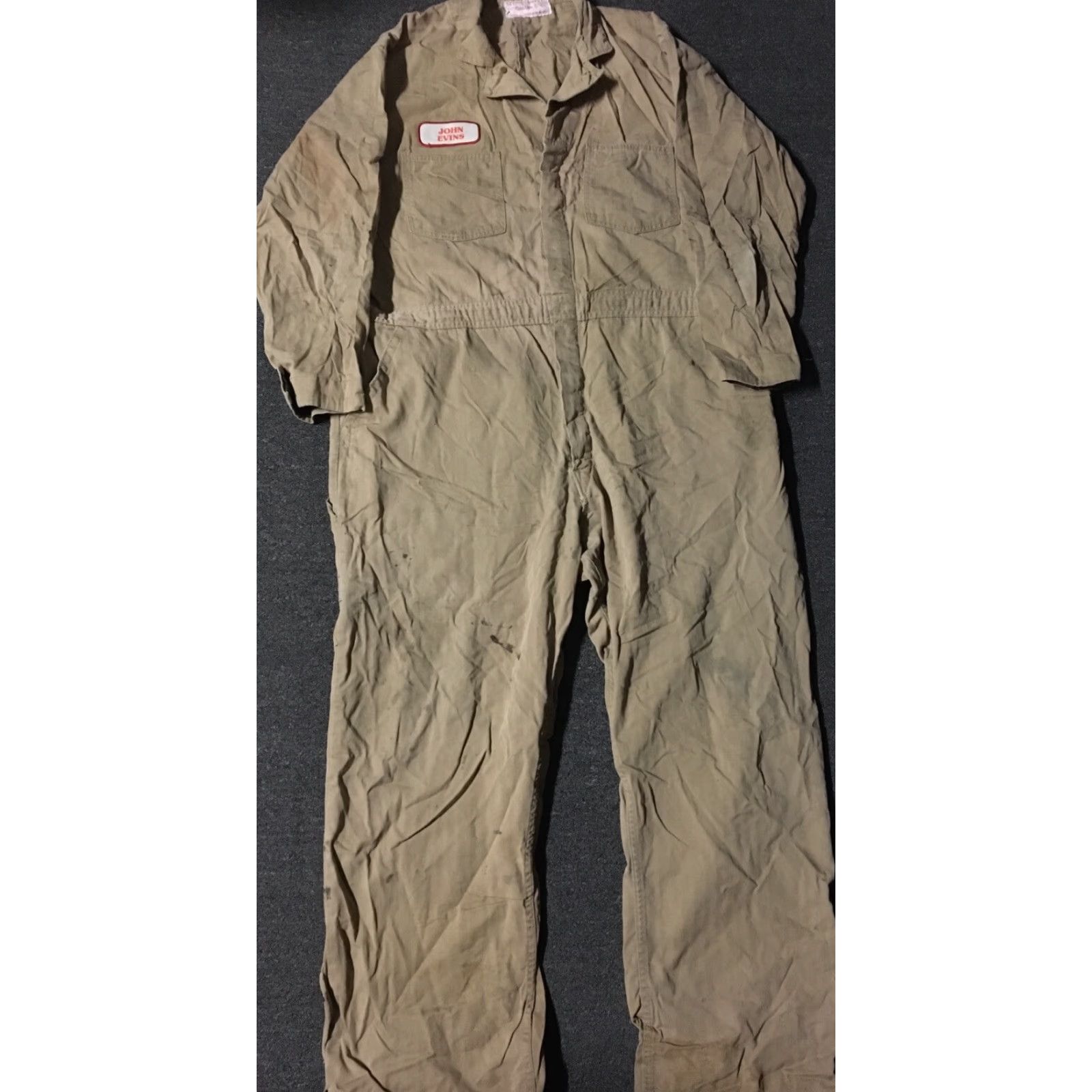 CO Vtg 50s Universal Overall Co Faded Distress Union Made Sanforized Coveralls 52 L/XL Brown/Tan 60s Grunge Memorial Mens? Size US 33 - 2 Thumbnail
