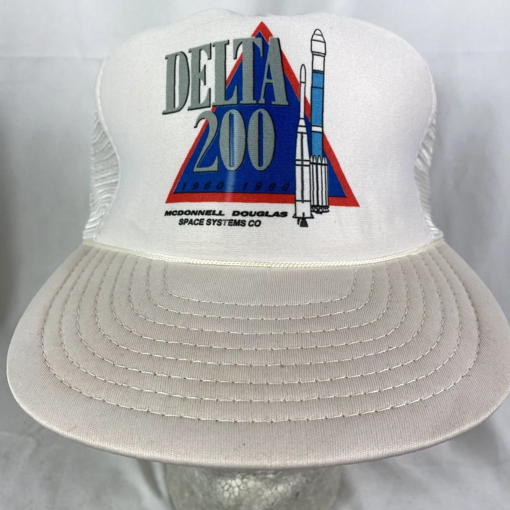 Delta VINTAGE HaT Hat Cap Corduroy Navy Blue Strapback White/Blue? Size ONE SIZE - 2 Thumbnail