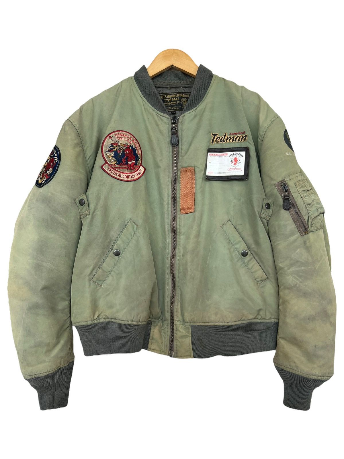 Tedman Vtg USAF Tedman Ted Company MA1 Sunfaded Baggy Bomber Jacket Size US L / EU 52-54 / 3 - 2 Thumbnail