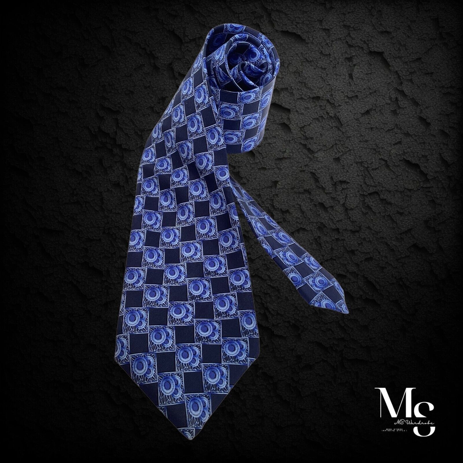Lanvin LANVIN PARIS Blue Medallion Luxury Silk Tie Made In France W Size ONE SIZE - 1 Thumbnail