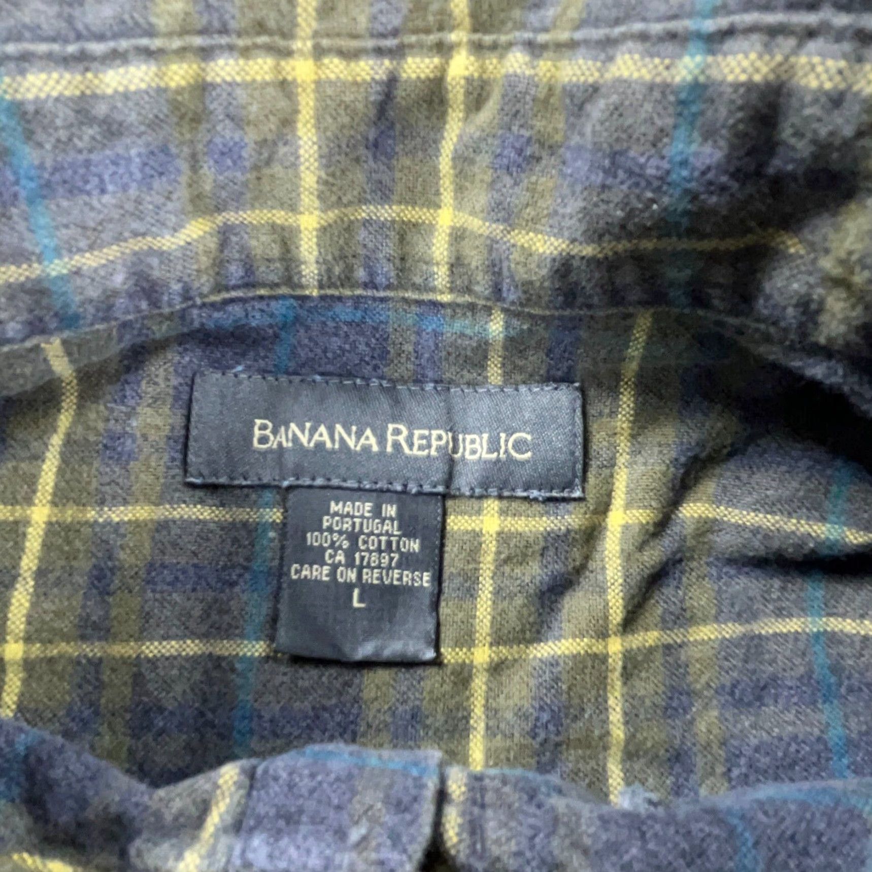Banana Republic VINTAGE Banana Republic Button-Up Shirt Men Large Blue Green Flannel Plaid/Check Casual Workwear - Mens Size US L / EU 52-54 / 3 - 5 Thumbnail
