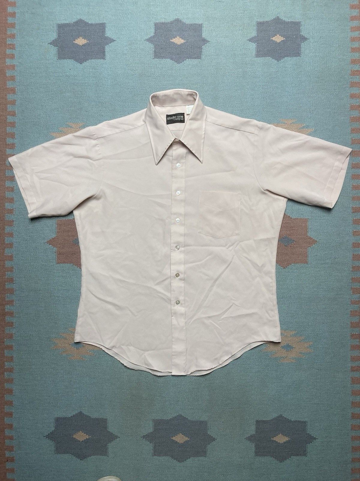 Vintage Vtg 70s polo shirt campus soft polyester dagger collar large Size US L / EU 52-54 / 3 - 1 Thumbnail