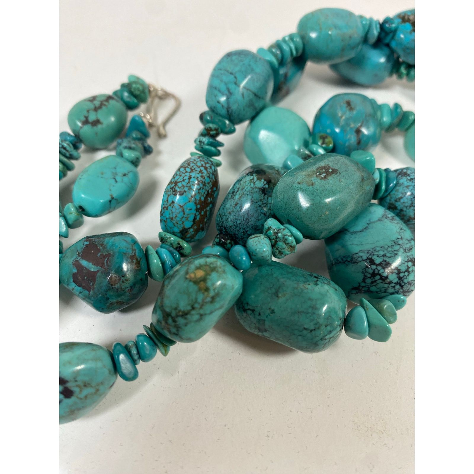 Other Faux Turquoise Cabochon Graduated Silver beaded Necklace Size ONE SIZE - 5 Thumbnail