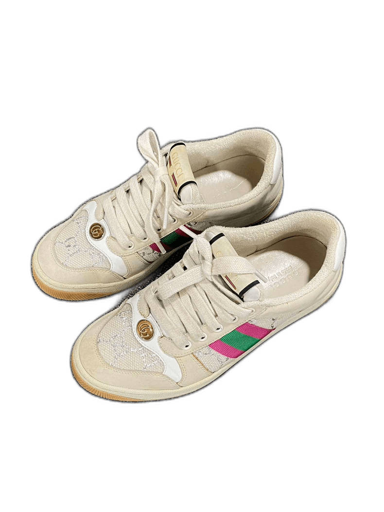 Gucci Gucci White and Pink Dirty Sneakers-2505 Size US 6 / IT 36 - 1 Thumbnail