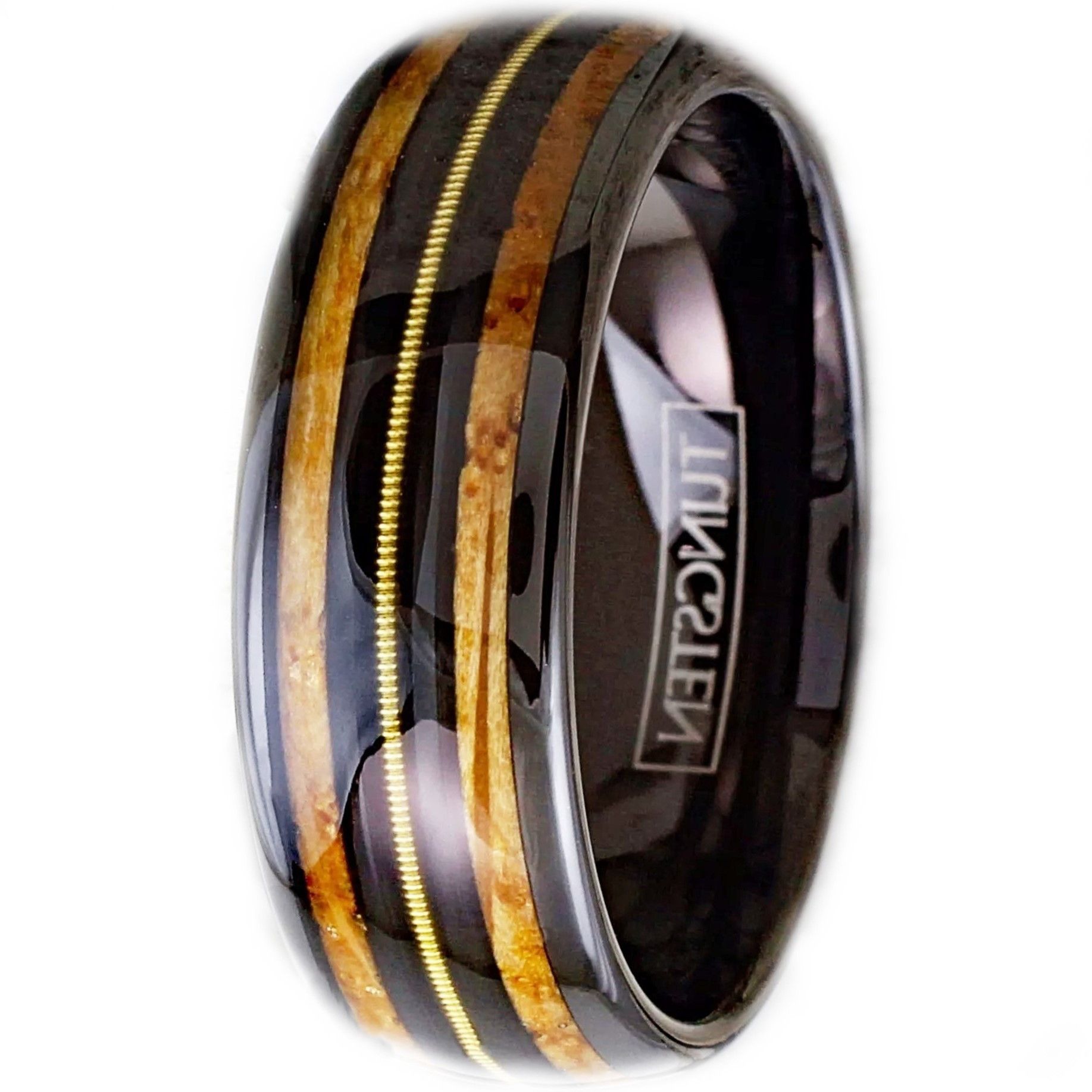 Other Black Tungsten Wood & Guitar String Wedding Band Ring Size ONE SIZE - 2 Thumbnail