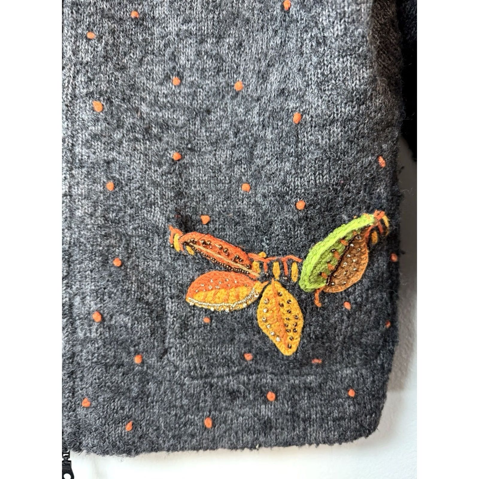 Vintage Design Options Cardigan Sweater Women’s Large Embroidered Full Zip Long Sleeve Size L / US 10 / IT 46 - 3 Thumbnail